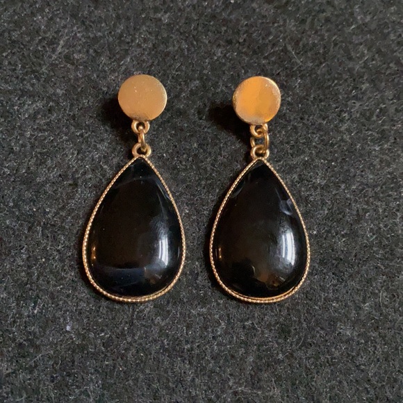 Vintage black onyx drop earrings great healing properties for anxiety - Picture 5 of 7